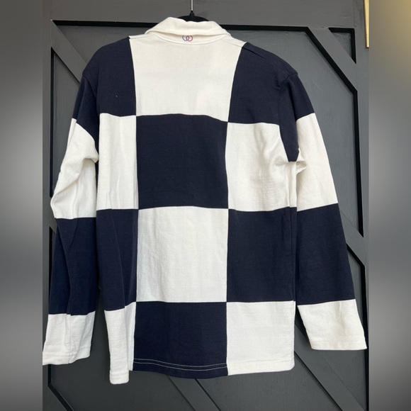 Rowing Blazers Super Heavyweight Checkered Rugby Shirt in White & Navy, Size S - Picture 4 of 5